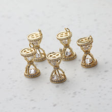 Load image into Gallery viewer, 3D Hourglass Pendant, Gold/Silver Plated, Cubic Zirconia Charms, 14K Gold Plated, Necklace Making Pendants, Jewelry Findings GT030