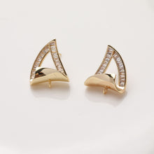 Cargar imagen en el visor de la galería, Pendientes de botón con diseño de velero, oro/plata de 14 quilates, circonitas pavé, plata de ley 925, sin níquel, con aro JG071