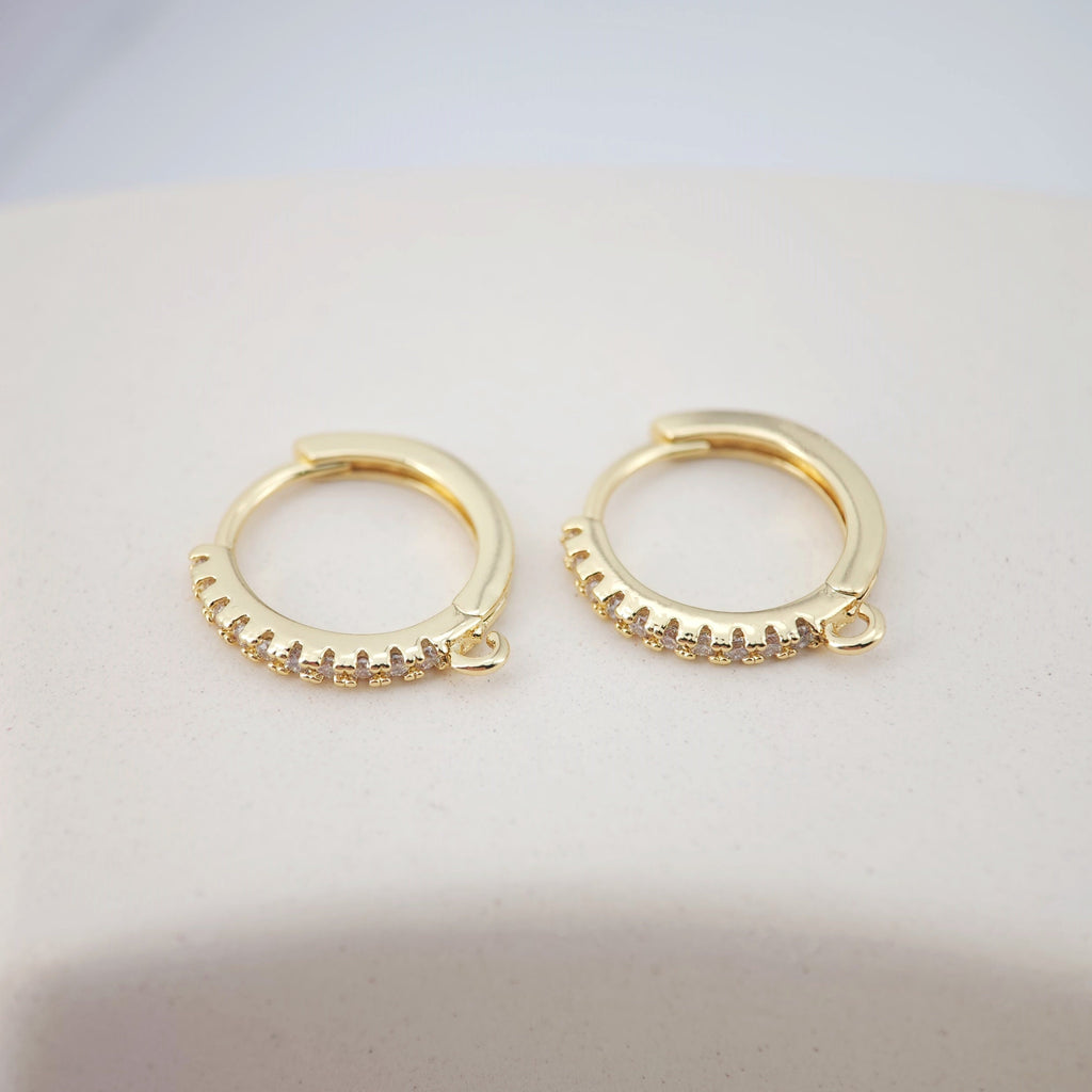 Cubic Zirconia Ear Hoops Multicolor Pave Crystal , 19*17mm, 18K Gold Plated Leverback Earrings, Huggie Hoops Earring D0154