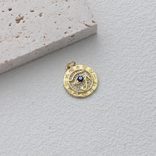 Cargar imagen en el visor de la galería, Dije de ojo turco cúbico, colgante redondo con pavé de circonitas cúbicas bañado en oro de 18 quilates, dije para hacer collares, accesorios de joyería S1302