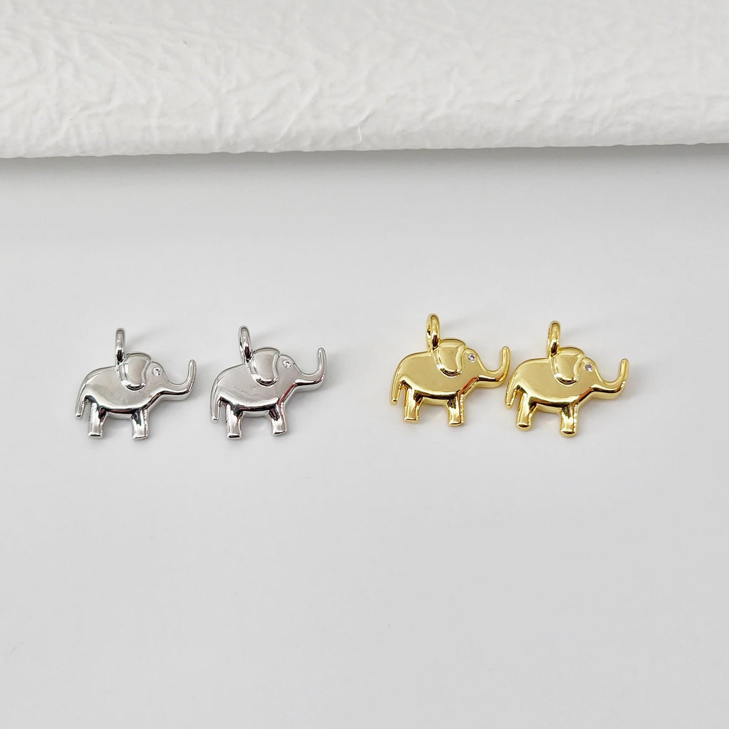 Elephant Pendant, 18K Gold Plated Brass Animal Charm, Bracelet Necklace Making Charm, Jewelry Findings S20707