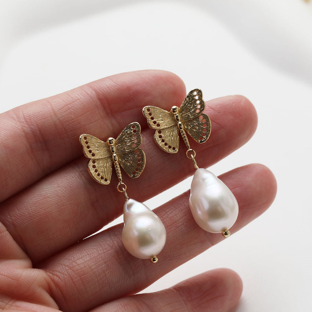 Butterfly Ear Post with loop, S925 Silver Ear Pin, Nickel Free, 14K Gold/Silver Plated Stud Earring Finding GE124