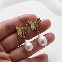 Load image into Gallery viewer, Butterfly Ear Post with loop, S925 Silver Ear Pin, Nickel Free, 14K Gold/Silver Plated Stud Earring Finding GE124