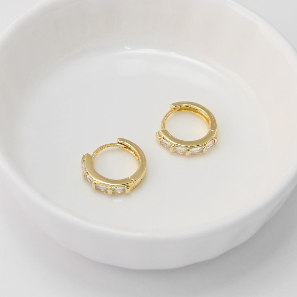 Cubic Zirconia Ear Hoop, Gold Plated Huggie Hoop Earring, Leverback Earring, DIY Earring  Findings, Handmade Earring Supplies D0512-D0555