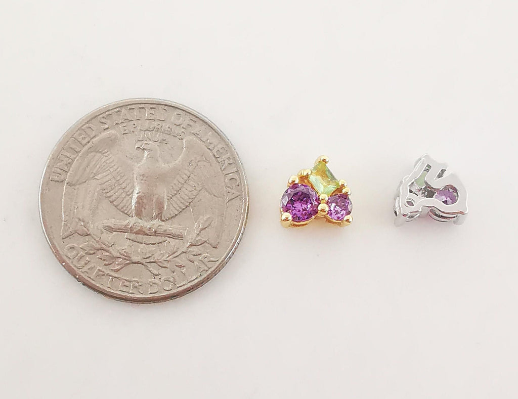 Grape Pendant, Fruit Charm, Grape Spacer Beads, 18K Gold/Silver, Pave CZ, Necklace Charms, Jewelry Findings S20246