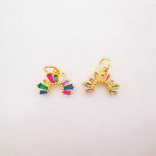 Load image into Gallery viewer, 12x7mm Colorful Cubic Micro Pave Charm, CZ Rainbow Pave Pendant, 18K Gold Plated, Necklace charms, Jewelry Findings S607
