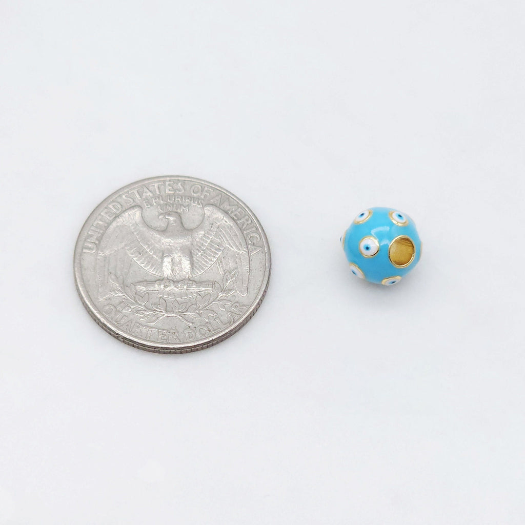 Enamel Evil Eye Round Spacer Beads, Large Hole Gold Beads, 18K Gold Plated,  Bracelet Necklace Making Jewelry Finding S20485