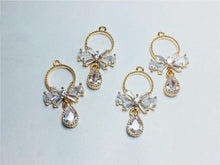 Load image into Gallery viewer, CZ Pave Bow Tie Charm, Cubic Zircon Crystal Bow Tie Pendant,  Necklace Pendant, 14K Real Gold Plated Charm, Jewelry Findings JY012-F010