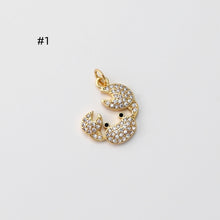 Load image into Gallery viewer, Crab/Lobster Pendant, Enamel Marine Life Charms, Pave CZ, 18K Gold Plated Charms, For Bracelet And Necklace Making, Jewelry Findings S1427