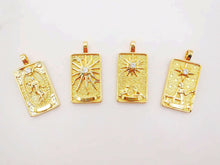 Cargar imagen en el visor de la galería, Dijes de cartas del Tarot, colgantes chapados en oro brillante de 18 quilates, para hacer collares, 30 x 15 mm, accesorios para bisutería - S390
