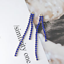 Load image into Gallery viewer, Deep Blue Zircon Tassel with 18K Real Gold Plating, Navy CZ Pave Tassel, For Earring Making, Chain Pendant, Earring Findings ZX338