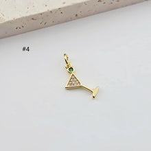 Load image into Gallery viewer, Goblet Pendant, Wine Glass Pendant, 18K Gold CZ Pave Pendant, 18K Gold Plated, Jewelry Findings S1282