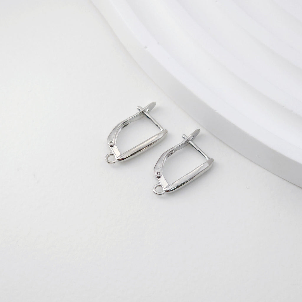 U Shape English lock with loop, Gold/Rhodium Plated Earring hoop, Hypoallergenic & Nickel-Free, DIY Handmade Earring Findings Supplies D0095