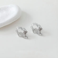 Load image into Gallery viewer, Irregular 14K Gold Pleated Openwork Post with Loop, Gold/Silver, S925 Silver Pin Nickel Free Earrings, Hypoallergenic Earring Findings GE022