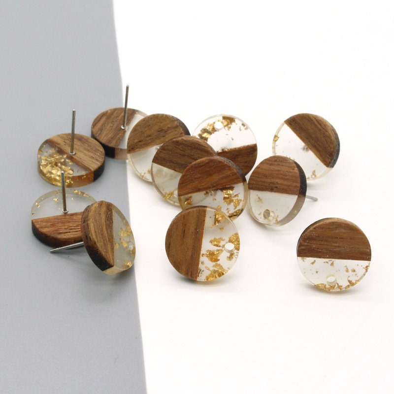10PCS Round Geometric Wooden Earring Findings, Nickel Free, Earring Finding PS033-JT007