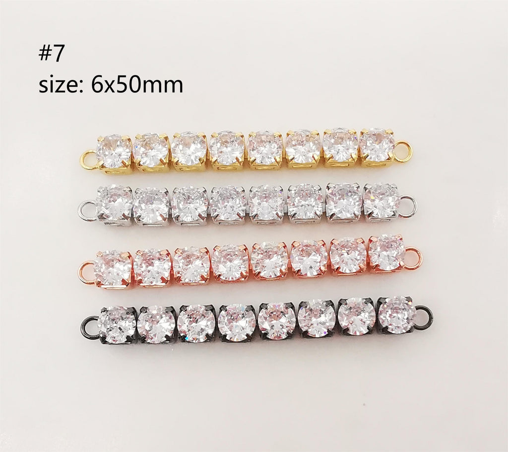 Cubic Tennis Connector, 18K Gold Plated CZ Pave Tennis Pendant, 50mm in length, Bracelet Making Charm, Jewelry Findings S1085