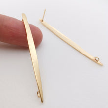 Load image into Gallery viewer, 10pcs Shiny Gold Long Stud Earrings Post With Loop, Glossy Stud Earring Nickel Free, 52mm, Hypoallergenic Earring Findings Z049