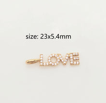 Load image into Gallery viewer, Words Pave Charm, Dear/OMG/Angel/Boss/Amore/Kiss/Lucky/Love, 18K Gold Plated, Necklace Making, CZ Pave Pendant, Jewelry Supplies S20345