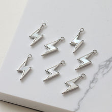 Load image into Gallery viewer, Lightning Charm, Shell Pendant, 1 loop, 2 loops, Bracelet Necklace Making, 14K Gold/Silver Plated Jewelry Findings ZZ098