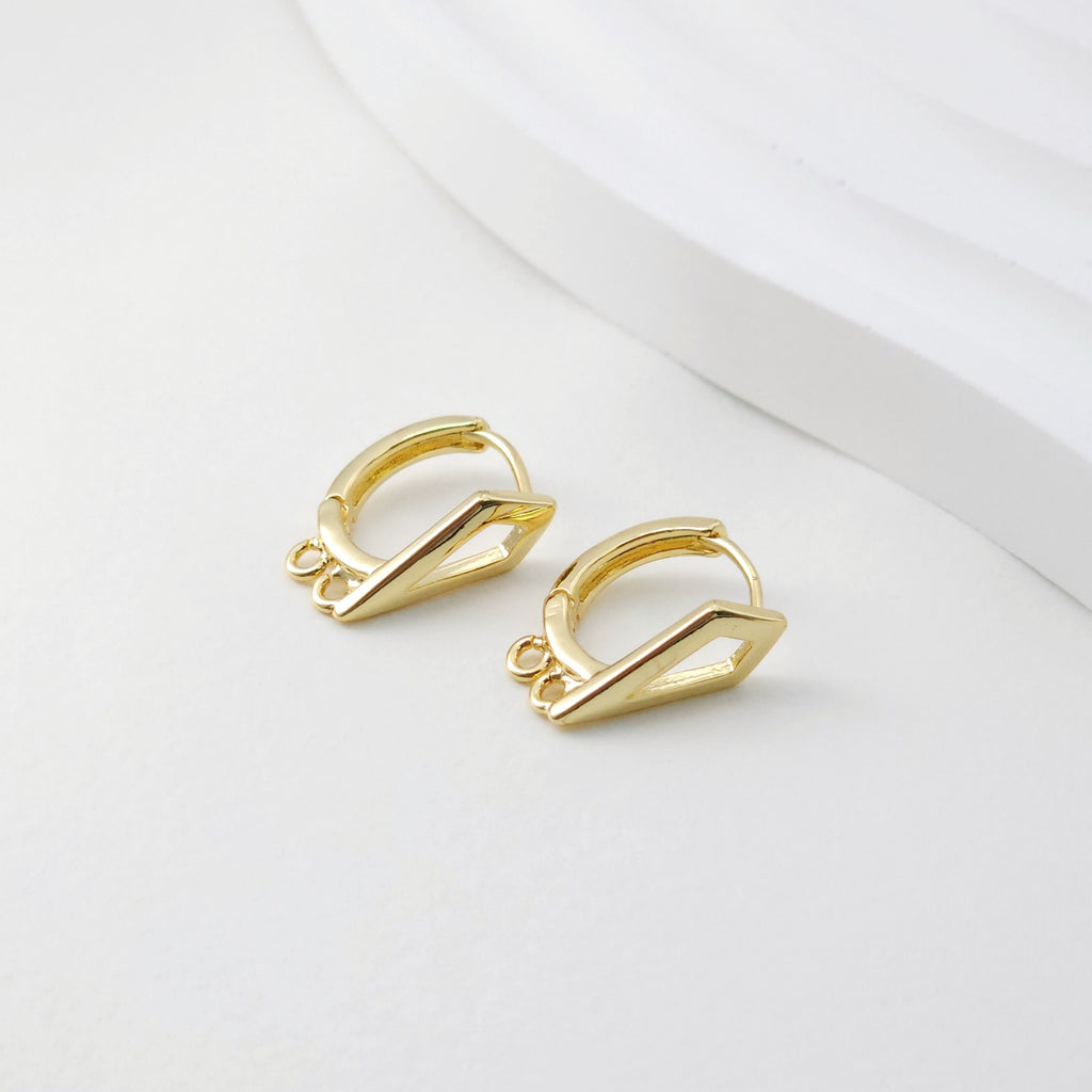 Geometric English lock with Two loops, Gold/Rhodium Plated Earring hoop, Hypoallergenic, DIY Handmade Earring Findings Supplies D0093
