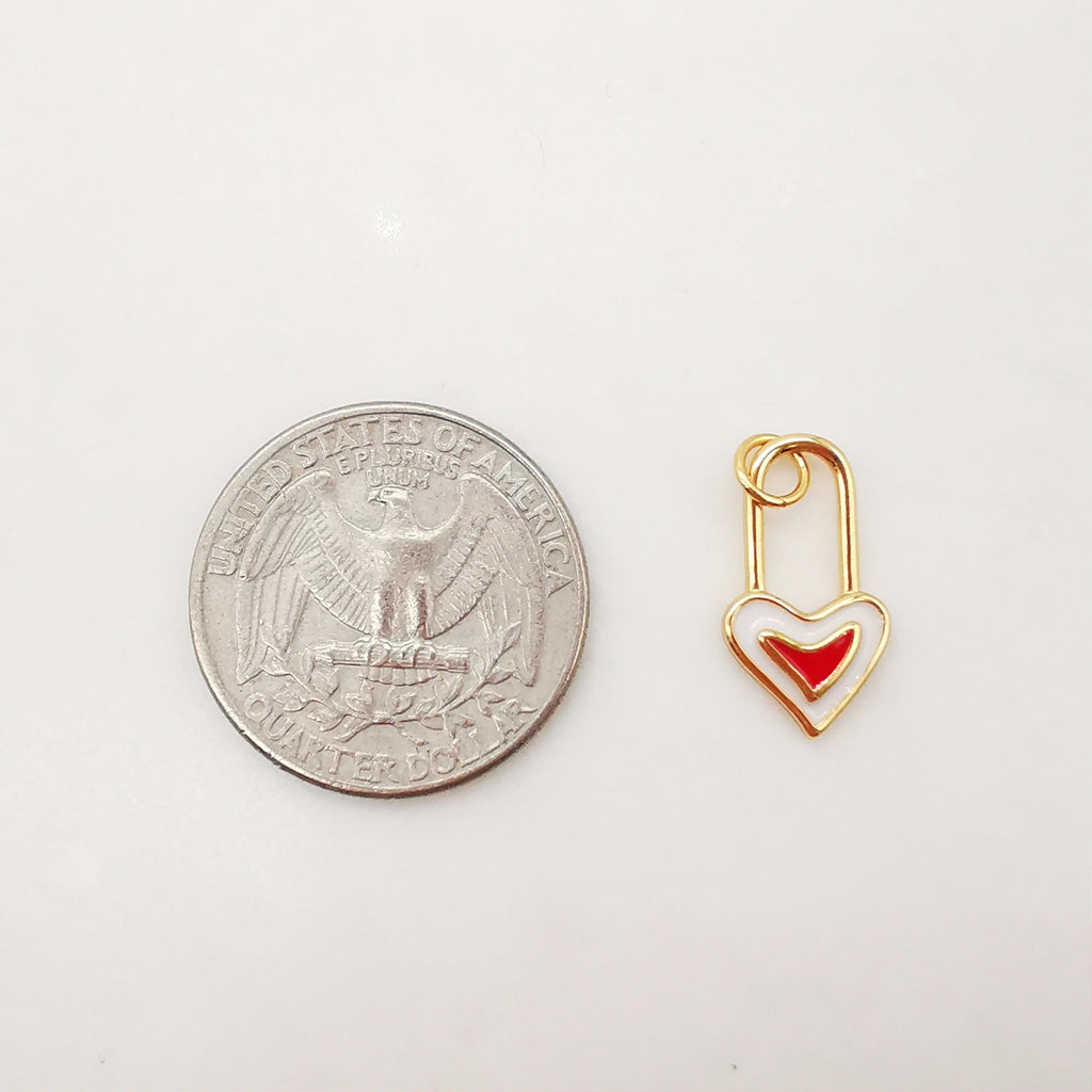 Dainty Enamel Love Lock Charm, 18K Gold Plated Necklace Making Pendant, Love Lock Pendant, 18x10m, Jewelry Findings S1031