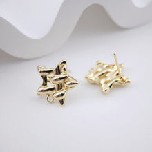 Load image into Gallery viewer, Star Shape Post Earrings, Gold Earring Post with Loop, Hypoallergenic, Earring Findings, Handmade Earring Supplies D0047