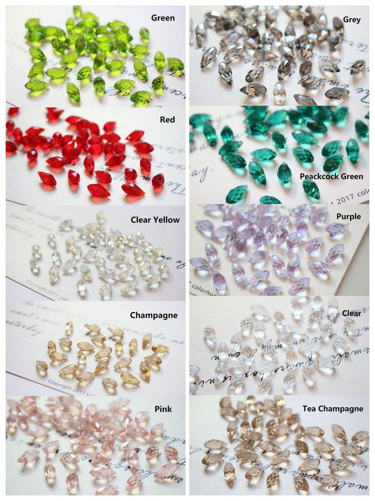 Teardrop Cut Faceted Glass Beads, Drop Beads, 12x6mm, Crystal Glass Loose Beads for Jewelry Making, DIY Beads Finding GZ018