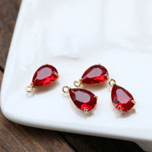 Load image into Gallery viewer, 10pcs- Crystal Tiny Teardrop Charms, 14K Gold/Silver Plated Teardrop Pendant, 10*14mm, Jewelry Findings HL046-F122