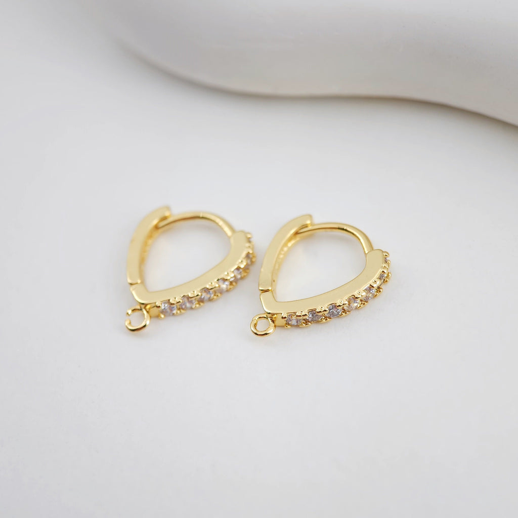 Drop Shape Ear Hoops Pave Crystal, 15.6*13mm, 18K Gold Plated Leverback Earrings, Huggie Hoops Earring D0152