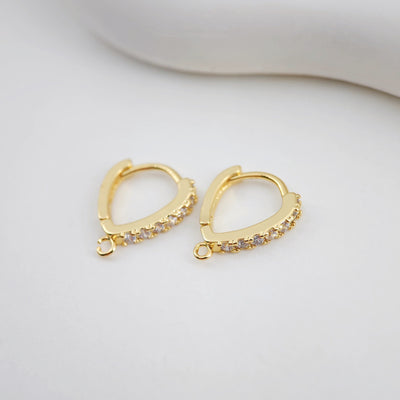 Drop Shape Ear Hoops Pave Crystal, 15.6*13mm, 18K Gold Plated Leverback Earrings, Huggie Hoops Earring D0152