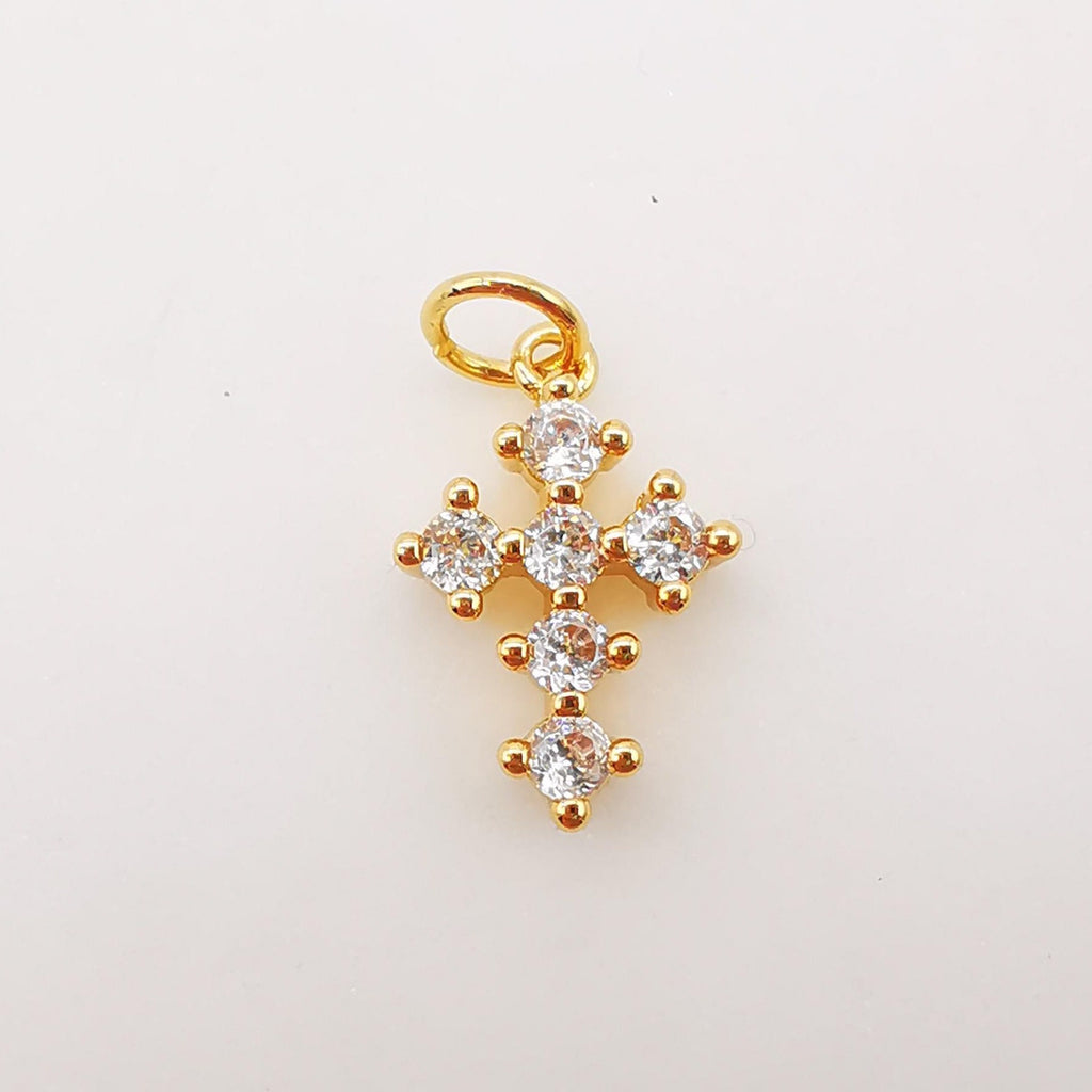 Cross Charms, CZ Pave Cross Pendant, Multiple Cross Styles, 18K Gold Plated Brass, Necklace Making Charms, Jewelry Findings S949