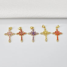 Load image into Gallery viewer, Cross Charms, CZ Pave Cross Pendant, Multiple Cross Styles, 18K Gold Plated Brass, Necklace Making Charms, Jewelry Findings S20700