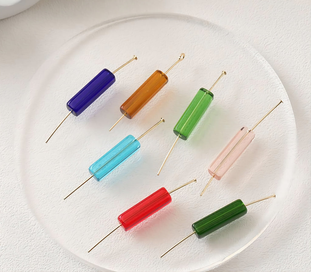 Glass Rectangle Tube Beads, Spacer Beads, 20x6mm, Crystal Glass Loose Beads for Jewelry Making, DIY Beads Finding GZ027