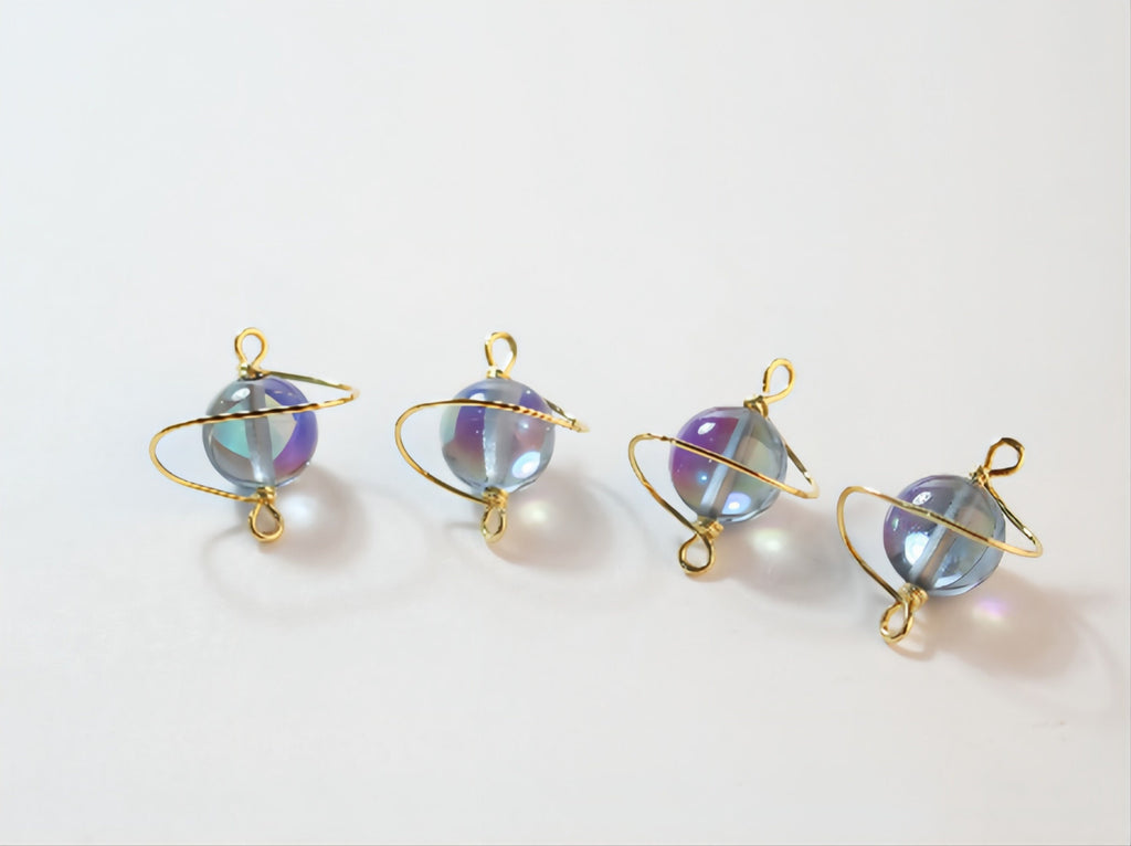 Danity Planet Connector with loops, 14K Gold Plated Handmade Earring Findings, 20x17mm Jewelry Findings JH010