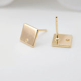 10pcs Gold Square Earring Post, 8mm, Nickel Free Earrings, Ear Stud Loop, Hypoallergenic Earring Findings Z089