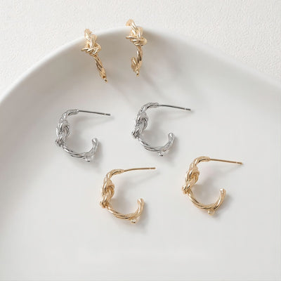 C Shape Knot Earrings Post, 14K Gold, S925 Silver Ear Pin Nickel Free Earrings, Ear Stud Hypoallergenic Earring Findings GE078-D0431