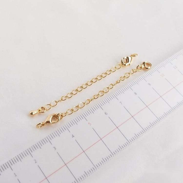 10PCS Extender Chain with Lobster Claw Clasps 65mm, 14K Gold Plated Necklace Bracelet Making Findings YY005