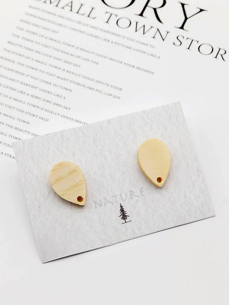 4PCS Wood Earrings, Teardrop Wooden Earrings for women, Reclaimed Ash Wood, Nickel Free, Geometric Statement Earrings Finding  JT901