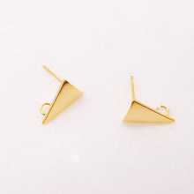 Load image into Gallery viewer, 10pcs Gold Triangle Earring Post With Loop, Nickel Free Earrings, Ear Stud Loop, Hypoallergenic Earring Findings Z054