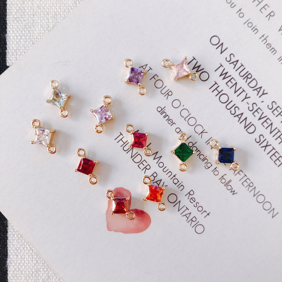 10 conectores de cristal rómbico, colgantes de cristal, chapados en oro de 18 quilates, accesorios de joyería MY078-F233