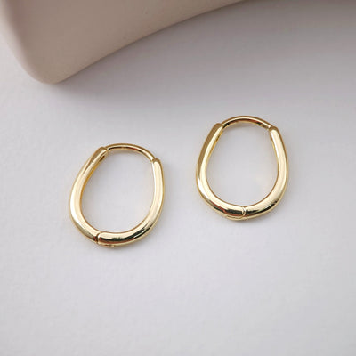 Gold U Shape Hoop Earring, 16*18.7mm, 18K Gold Plated Leverback Earrings, Huggie Hoops Earring D0118