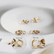 Load image into Gallery viewer, 10PCS- 14K Gold Filled Spring Clasp, 5mm/5.5mm/6mm, Open Spring Clasp, Closed Spring Clasp, Necklace Clasp with Loops B009