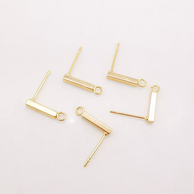 10 pendientes rectangulares con aros, sin níquel, 13 x 2 mm, chapados en oro de 18 quilates, S276