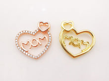 Load image into Gallery viewer, Cubic Love Mom Charm, 18K Gold Plated Micro CZ Pave Heart Pendant, Necklace Making Findings, 21x22mm, Jewelry Finding Gift for Mom S917