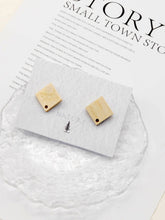 تحميل الصورة إلى عارض المعرض، أقراط خشبية مكونة من 4 قطع، أقراط خشبية مربعة للنساء، مصنوعة من خشب الدردار المعاد تدويره، خالية من النيكل، أقراط هندسية مميزة JT904