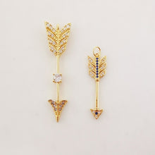 Load image into Gallery viewer, Boho Feathered Arrow Charms, 18K Gold Plated CZ Pave Arrow Charms, Arrow Pendant,  Necklace Charms, Jewelry Findings S1099