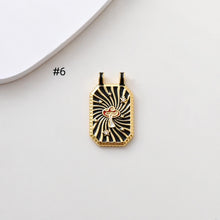 Load image into Gallery viewer, Rectangular Card Charm, 18K Gold Plated CZ Pave Pendant, Heart Charm, Four Leaf Clover Charm, Necklace Making Charm, Jewelry Findings S1384