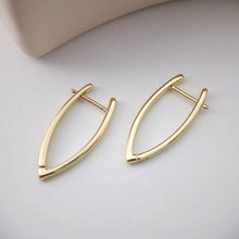 Load image into Gallery viewer, Gold V Shape Hoop Earring, 27.5*12.6mm, 18K Gold Plated Leverback Earrings, Huggie Hoops Earring D0117