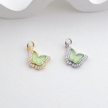 Load image into Gallery viewer, Crystal Butterfly Charms, CZ Pave Charm, 18K Gold/Silver Plated Butterfly Pendant, Jewelry Findings S1297