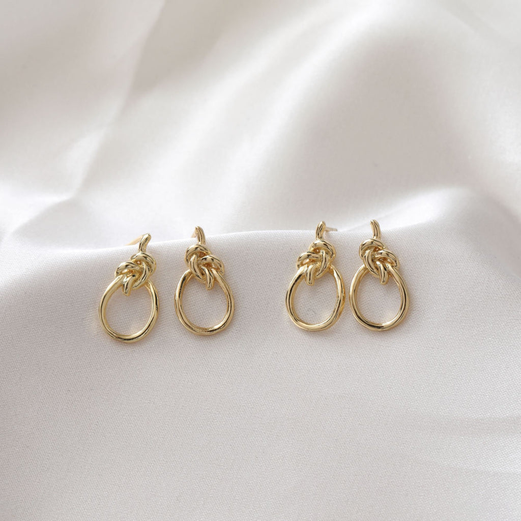 Gold Knot Earring Post, S925 Silver Ear Pin, Nickel Free Earrings, 18K Ear Stud Loop, Tie The Knot Earring Findings BB097-D0387